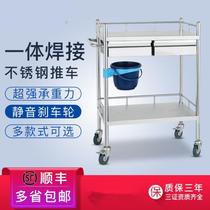 Stainless steel medical trolley ambulance non-embroidered steel belt drawer Multi-layer medical wrought iron surgery movable three-layer one