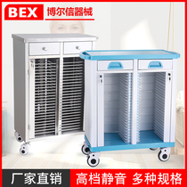 Medical medical record car Stainless steel medical record clip car Medical record cabinet case clip file car cart ABS thickened mute