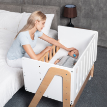  babytrace European-style crib Solid wood multi-function splicing bed Beech removable newborn baby bed