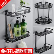 Kitchen corner shelf non-perforated toilet wall wall-mounted triangular storage shelf for things