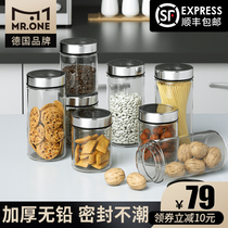 German sealed storage jars whole grains food jars glass bottles transparent food bottles tea jars with lid