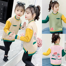 Girl Sweater 2022 Autumn Winter Dress New CUHK Child Loose Needle Weaselwear Round Collar 100 Hitch Undershirt Loose Blouse