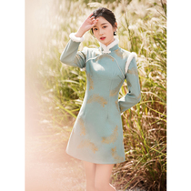 Guochao Improved Cheongsam Women's Winter Thickened Young Women's 2021 New Tang Dress Chinese Style Dress Winter