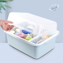 Baby bottle storage box storage rack large dust-proof drain drying rack baby tableware storage box portable