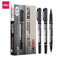 Del double marker black Hook pen quick dry waterproof marker painting oily non-fading thickness two ends