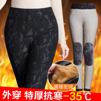 Mother pants children autumn and winter camel wool cotton pants northeast plus velvet thick high waist loose middle-aged and elderly warm pants outside