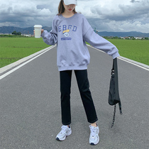 Black plus velvet straight jeans women 2021 autumn and winter New High waist slim small winter pipe pants