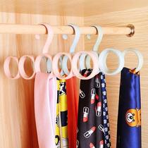 Scarf storage multifunctional hanger household artifact tie silk scarf shelf ring ring ring hanger adhesive hook hanging wall finishing