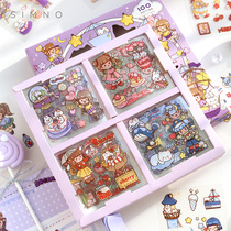 Core strangler 100 handbill stickers Cute Cartoon Decoration Small Pattern No Mark Waterproof Transparent Water Glass Stickers Suit Children Girl Hands Girls Handbooks Material Ins Machine Water Glasses Stickers stickers