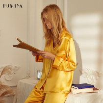 19 mmi silk pajamas womens summer long-sleeved two-piece suit Mulberry silk silk home clothes womens spring and autumn can be worn outside
