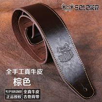  Real Cowskin Guitar Strap Electric Acoustic Guitar Bass Strap Widened Thickened sponge strap