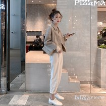 2021 early autumn fashion pants suit jacket two-piece small man early autumn with high net Red fashion fried Street