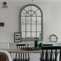American fake window mirror retro country old decoration window arched fireplace restaurant decoration mirror creative wall mirror