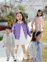 Beans a few moms children woolen sweatshirt 2022 spring dress new foreign air ladies baby long sleeve jacket children cardiovert blouse