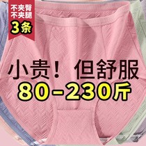 Summer paragraph High waist Increase code Underpants Girls pure cotton Fat mm200 catty Breathable Underwear Full Cotton Lady Shorts Head
