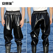 Anseigree Thickened Ziwaist Sewer Pants Half Body Rain Pants Leather Fork Pants Rain Shoes Waterproof Clothes 300087