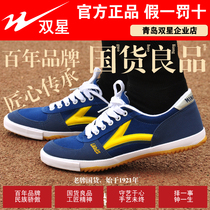 Double Star Mens Canvas Table Tennis Shoes Womens Volleyball Track and Field Children Tai Chi Wushu Practice Football Student Physical Examination