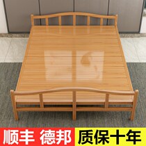 Bamboo bed folding sheets Double bed for two people Lunch break siesta Simple bed Reinforced cool bed Economical bamboo household hard board bed