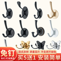 Single hanging clothes hook hook wall-mounted wall entry door hanging clothes hook European style single hook creative clothes hook free punching
