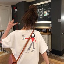 Korean T-shirt student network girl style female boudoir thin anime version red hundred summer loose tide short-sleeved Harajuku honey
