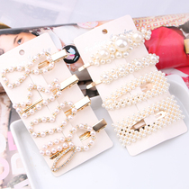 Korean version of pearl hairpin simple style net red temperament bangs edge clip Hair card Mori department fairy headdress super fairy clip