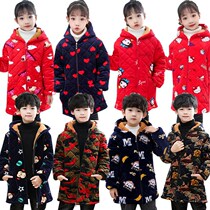 Winter children's overalls men's and women's overalls baby anti-wear clothes plus velvet padded zipper long warm