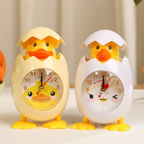 Childrens small eggshell small alarm clock Cute creative bedside cartoon alarm clock Bedroom desktop clock
