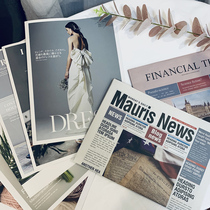 Photo props ornaments retro English newspaper magazine ins Wind Net Red jewelry decorative photography props background cloth