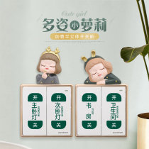 Cute cartoon girl wall sticker big character switch sticker decorative protective cover creative luminous logo sticker socket label