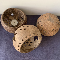 Log Coconut Shell Wood Bowl Creative Decoration Dunk Candle Engraving Props Romantic Pendulum retro Southeast Asian Restaurant