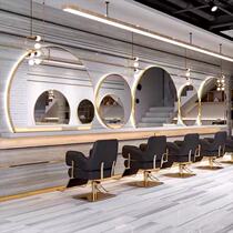 Barber shop mirror table dyed and hot mirror hair salon special hair with light round mirror Net red shop Barber haircut makeup mirror