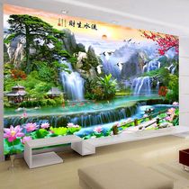8d minimalist modern bamboo wood fiber integrated wall panel TV background wall New Chinese style atmospheric water flowing raw and protective wall panel