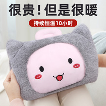 Wood forest warm hand treasure charging hot water bag hot compress female warm compress belly menstruation warm baby cute winter warm water bag