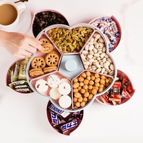 Rotating double layer multi-layer candy box dried fruit storage box home creative living room melon seeds snack nut plate fruit plate