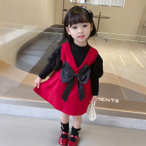 Korean fashionable girl baby princess two-piece dress 2021 New Girl Spring and Autumn foreign style sling dress tide