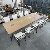 Solid Wood conference desks and chairs and light luxury office reception training room to negotiate industrial wind loft long table Workbench