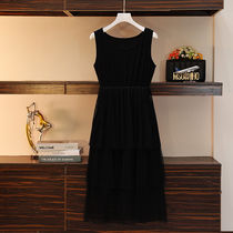 Large size womens clothing 200 pounds fat sister foreign style belly cover thin short-sleeved t-shirt dress suit womens summer two-piece set tide