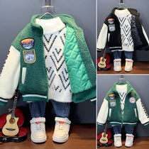 Korean boy lamb wool coat cotton autumn winter Korean version of foreign atmosphere tide 2021 new children baby sweater