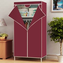 Simple clothes hanger with cloth cover for rental housing zipper dustproof storage single cloth wardrobe steel frame assembly hanging
