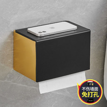 Toilet Free From Punching Black Gold Toilet Paper Towel Box Creative Light Lavish Paper Box Wall-mounted Waterproof Roll Paper Holder