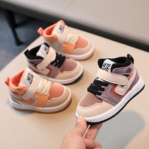 Girls Mid-High Autumn Sports Shoes 2021 Boys Breathable Korean Casual Soft Slab Shoes Childrens Anti-skid Shoes