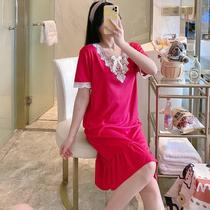 New nightdress female summer long short-sleeved thin princess style nightdress female summer student cute home clothes