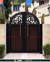 Wrought iron courtyard door Villa Gate garden door garden door modern simple single double open stainless steel door country yard