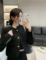 Woolen short small coat women gentle small fragrance temperament socialite jacket autumn and winter 2022 new black coat