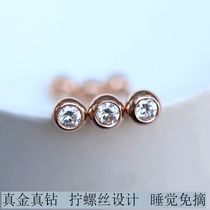 18K white gold encrusted bubble diamond earrings rose gold single screw ear bone female male real diamond earrings