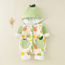 Male baby Autumn dress female 0 1 year old net red newborn baby clothes autumn long sleeve out cute jumpsuit spring and autumn