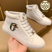 New European Station small white shoes mens autumn and winter leather high shoes honey bee Korean version of wild outdoor casual shoes