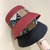 ins Japanese flat top water tube net red straw hat Childrens spring and summer travel sunshade beach sun hat Anti-UV tide