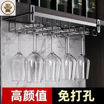Punched-free red wine glass rack light luxury high-grade upside-down wine cup rack household hanging wine rack goblet wine cabinet rack