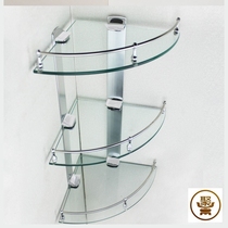 Bathroom stainless steel glass tripod Bathroom corner rack Single and double three-layer store bathroom shelf tray